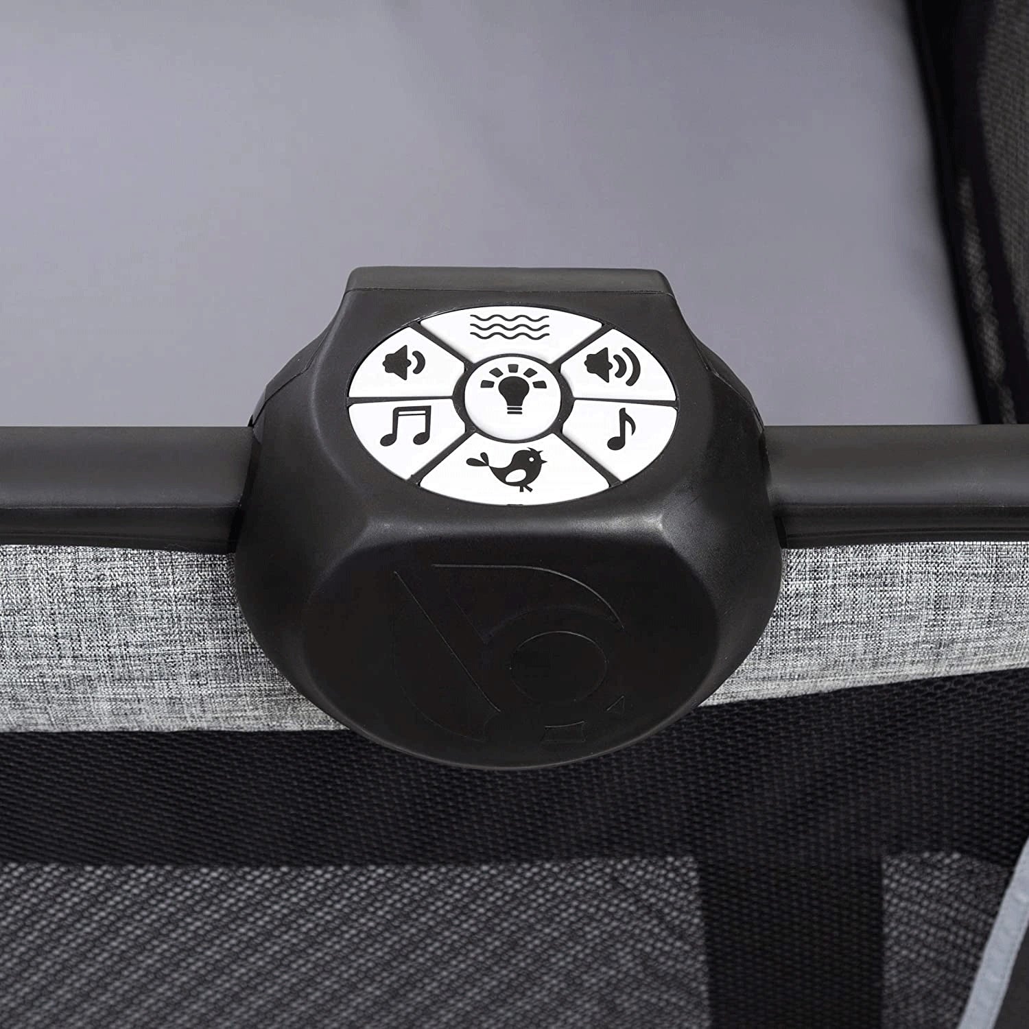 Retreat Twins Nursery Center, Quarry - Twin Playard with 2 Bassinets, Changing Table, and Music Center