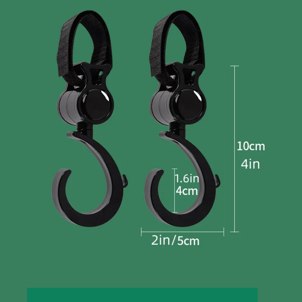 Baby Stroller Hooks Clips - Zinc Alloy Multifunctional Hooks 361-Degree Rotating Firm Non-Slip Stroller Hook for Buggy Baby Carrier Bike Bicycle Car Headrest