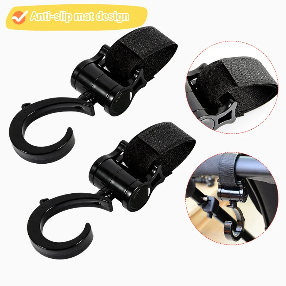 Baby Stroller Hooks Clips - Zinc Alloy Multifunctional Hooks 361-Degree Rotating Firm Non-Slip Stroller Hook for Buggy Baby Carrier Bike Bicycle Car Headrest