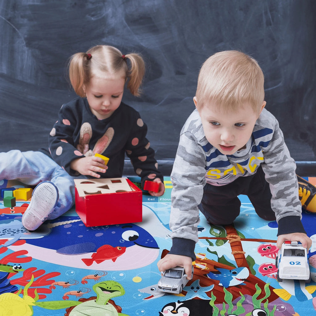 Large Baby Play Mat for Floor | Ocean ABC Rug for Kids