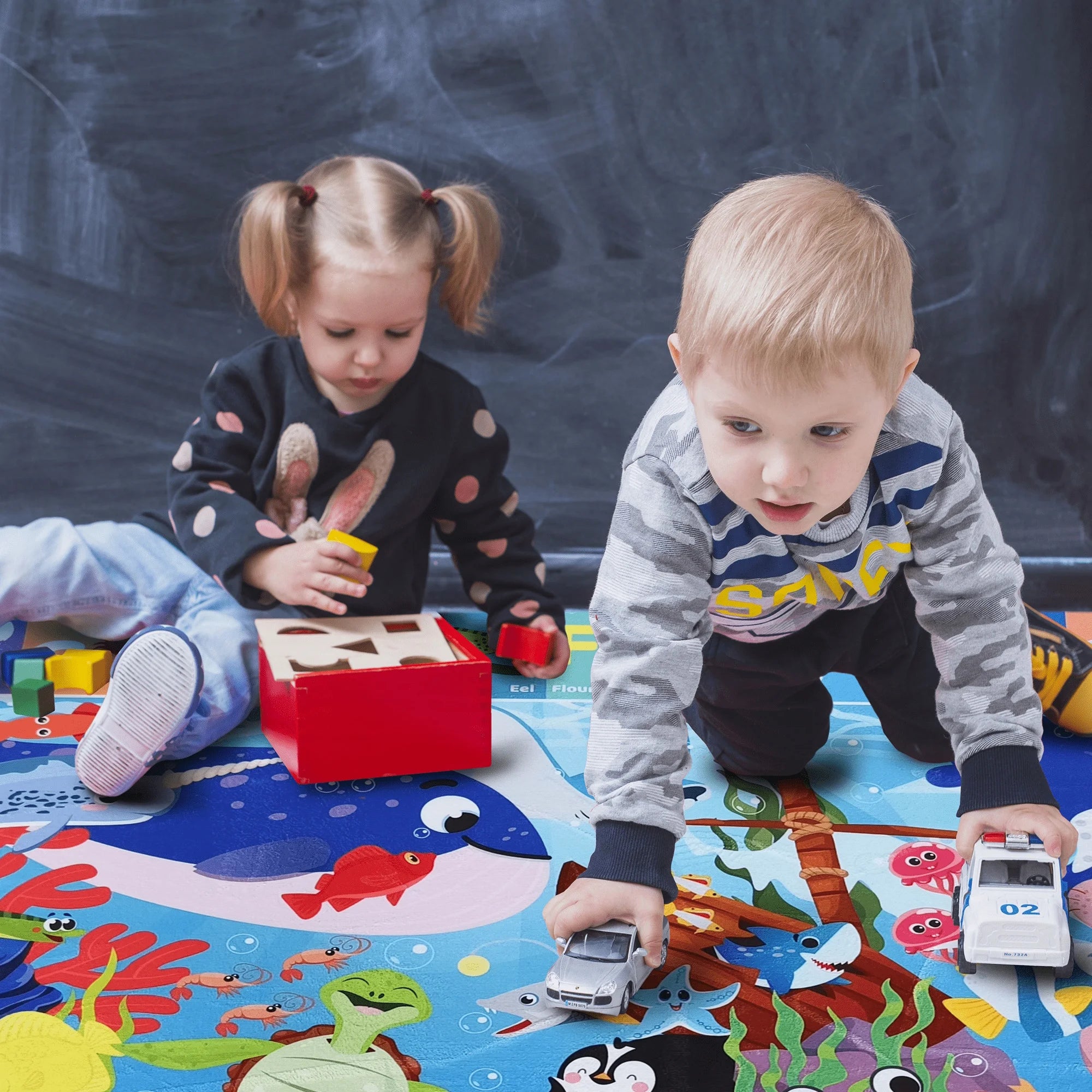 Large Baby Play Mat for Floor | Ocean ABC Rug for Kids