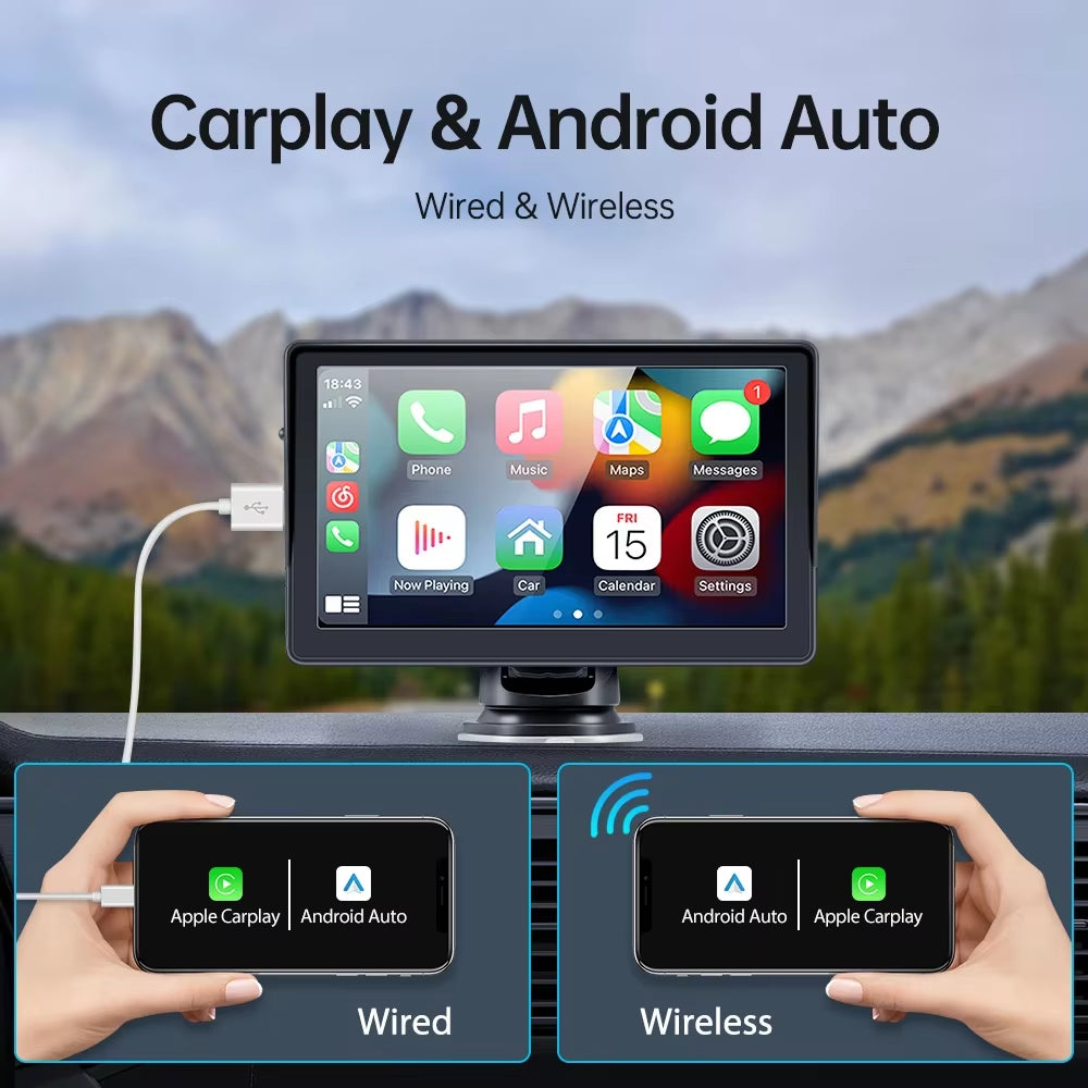Universal 7-Inch Car Radio Video Player Wireless for Apple Carplay Android Car Touch Screen Suitable for BMW Volkswagen KIA