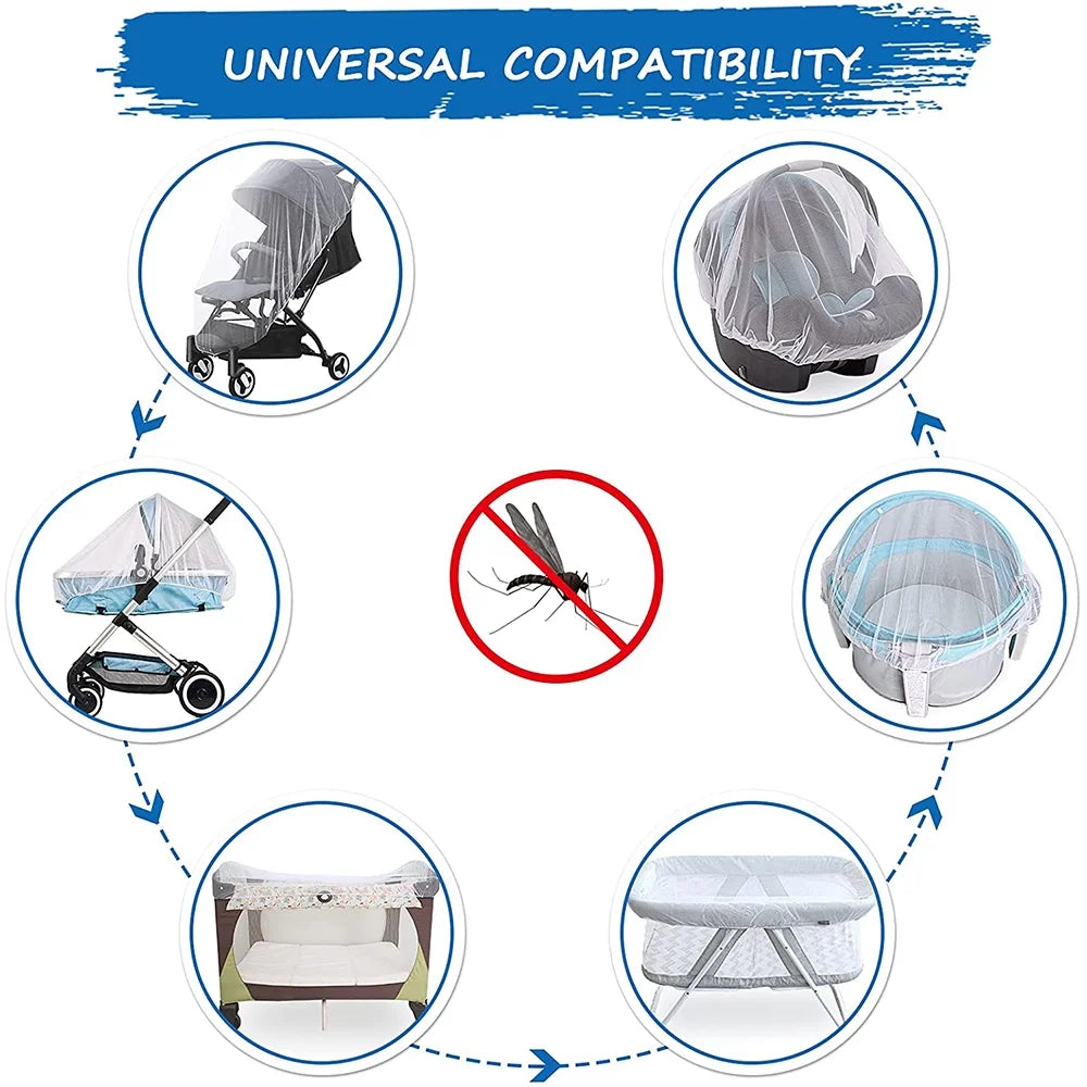 Baby Mosquito Net for Stroller Bug Protection Mesh Cover, White