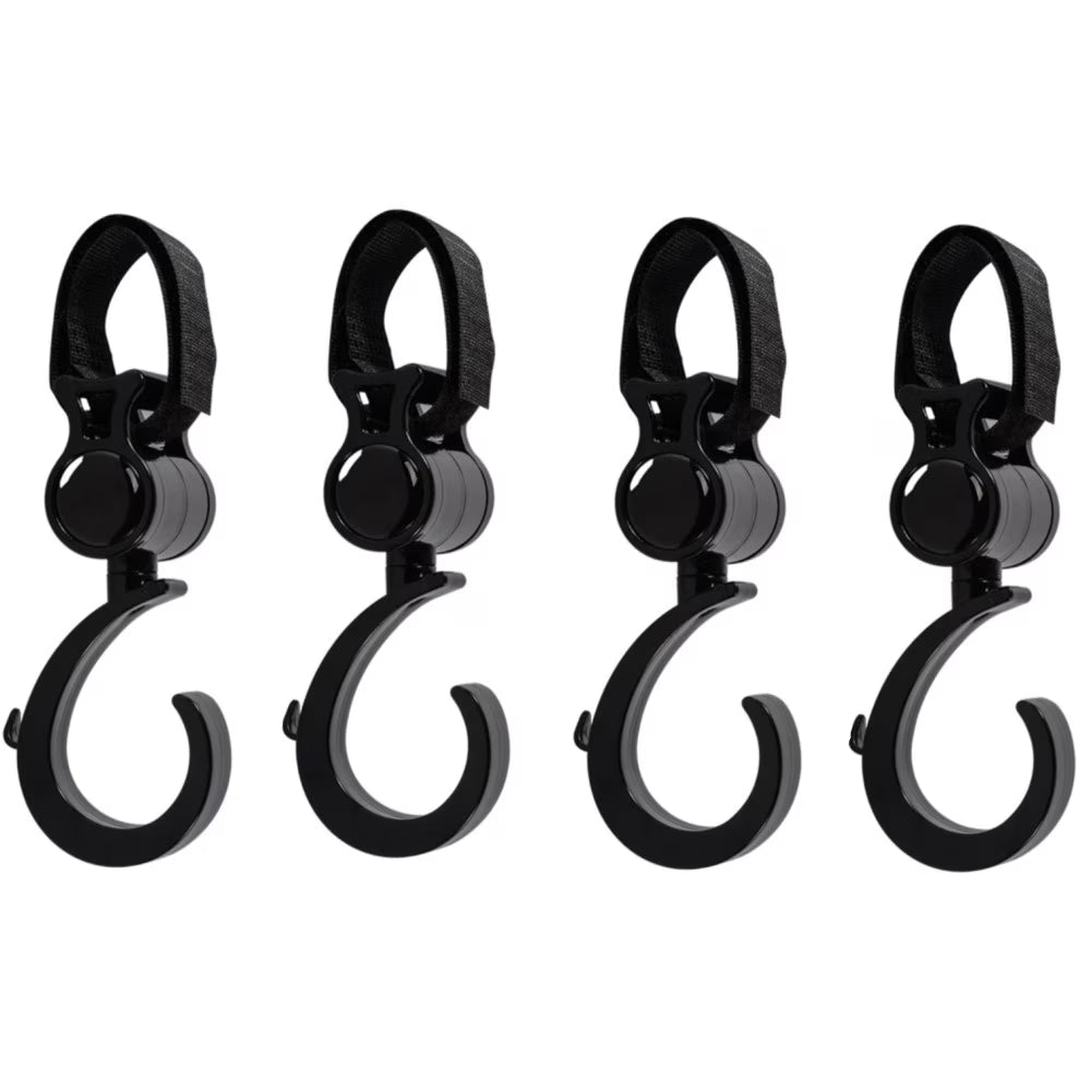Baby Stroller Hooks Clips - Zinc Alloy Multifunctional Hooks 361-Degree Rotating Firm Non-Slip Stroller Hook for Buggy Baby Carrier Bike Bicycle Car Headrest