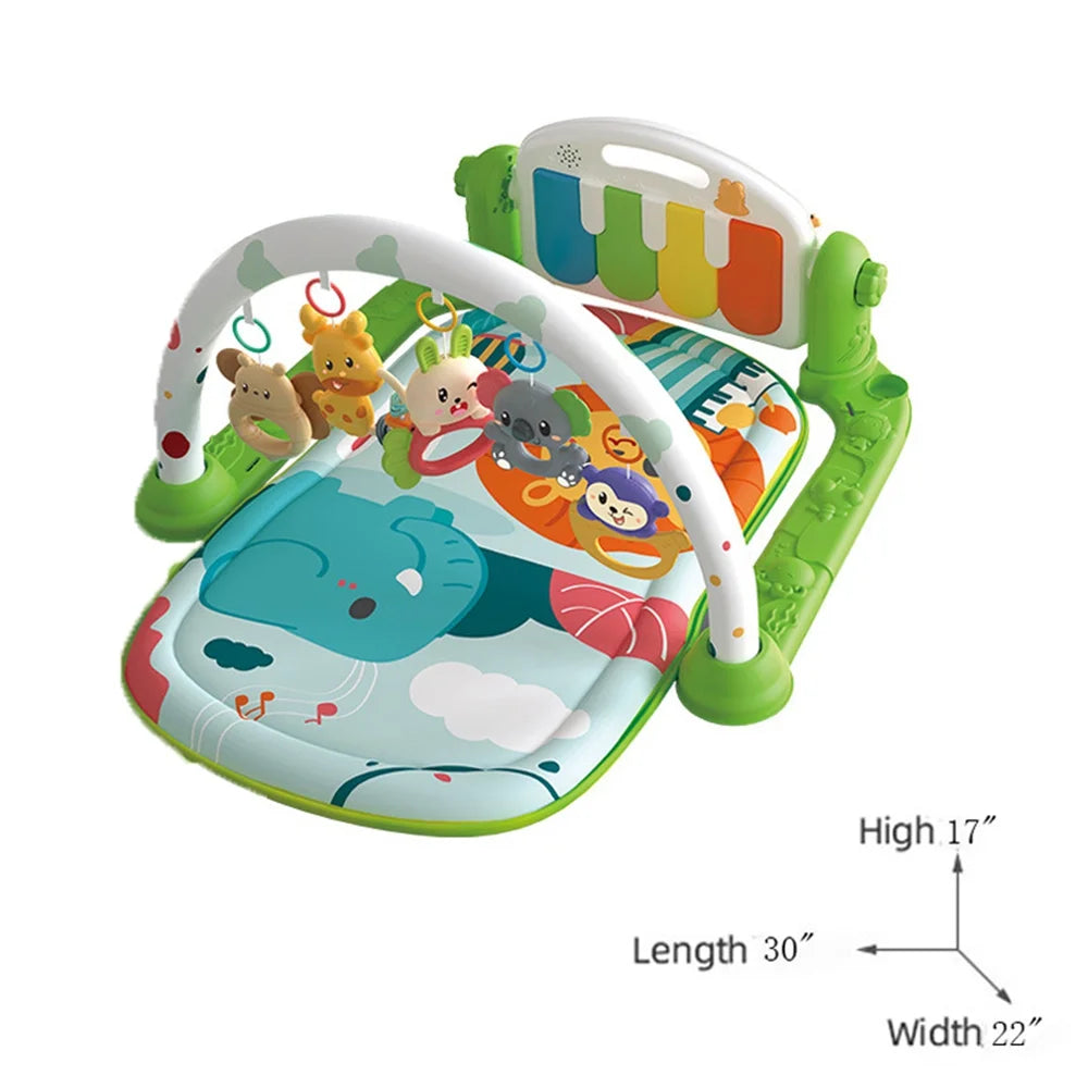 Baby Play Mat, 3 in 1 Baby Activity Play Mat Infant Play Gym Kids Musical Play Crawling Mat, Green