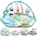 Baby Gym Play Mat, 8-In-1 Tummy Time Mat & Ball Pit with 6 Toys, Washable Baby A