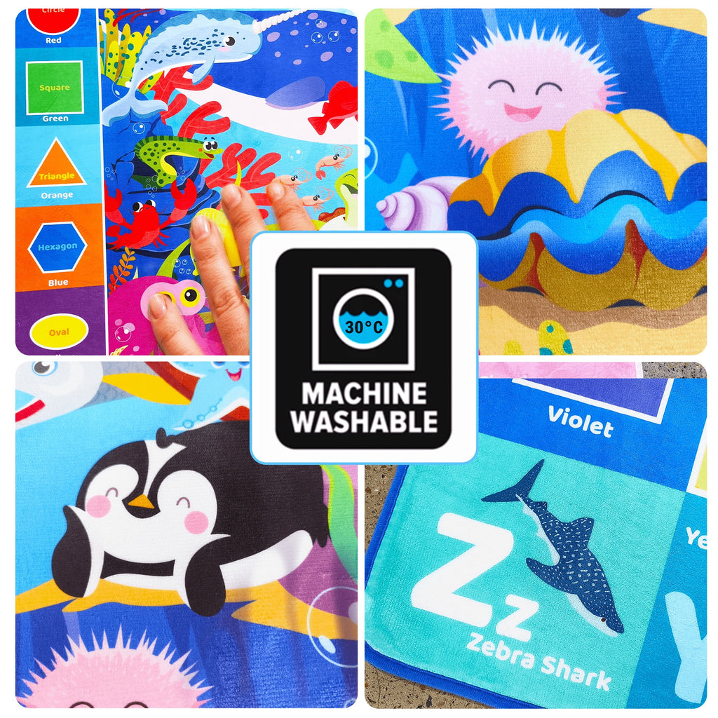 Large Baby Play Mat for Floor | Ocean ABC Rug for Kids