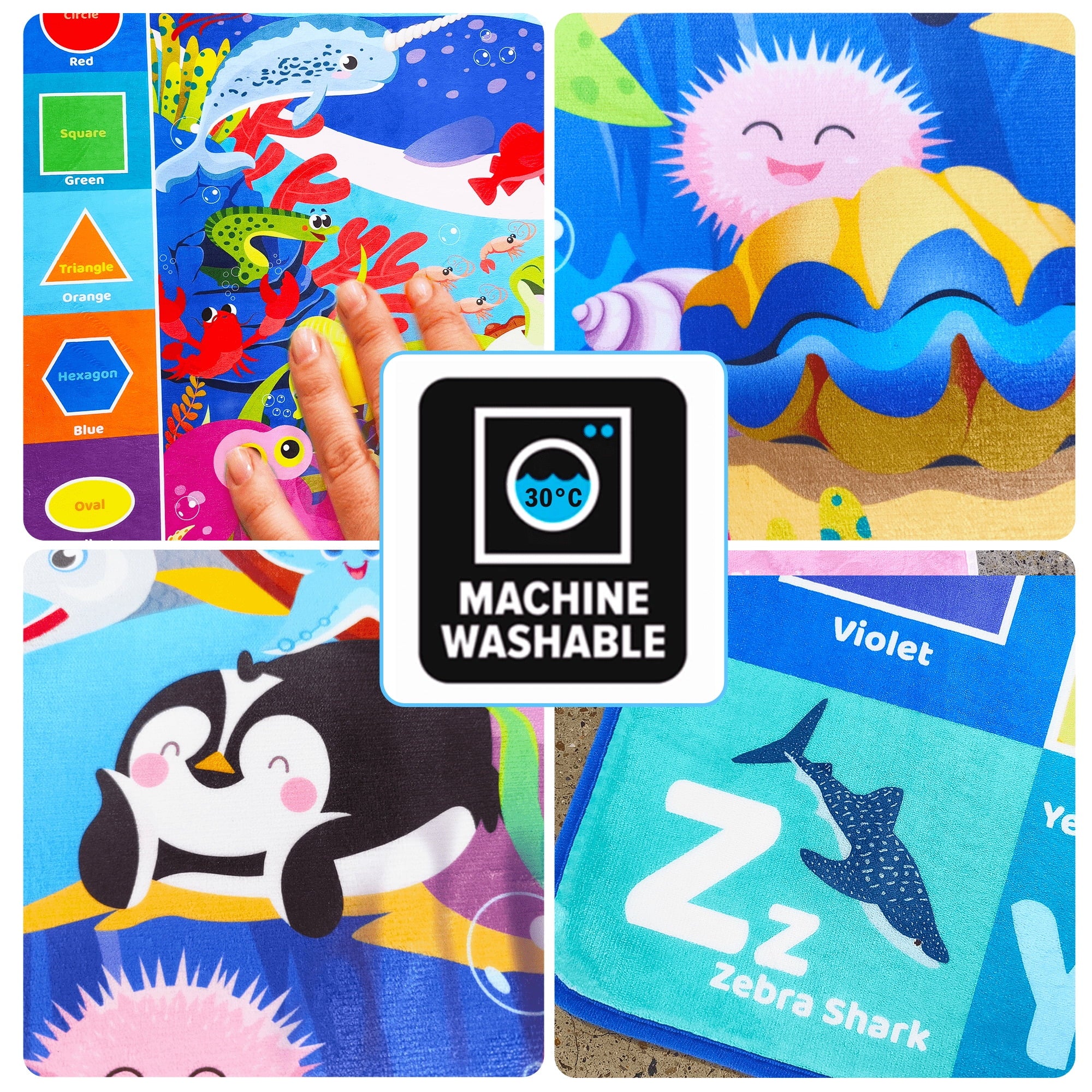 Large Baby Play Mat for Floor | Ocean ABC Rug for Kids