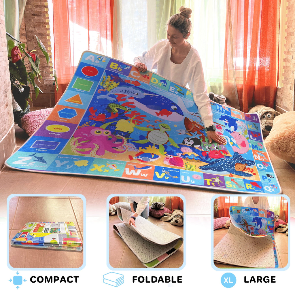 Large Baby Play Mat for Floor | Ocean ABC Rug for Kids