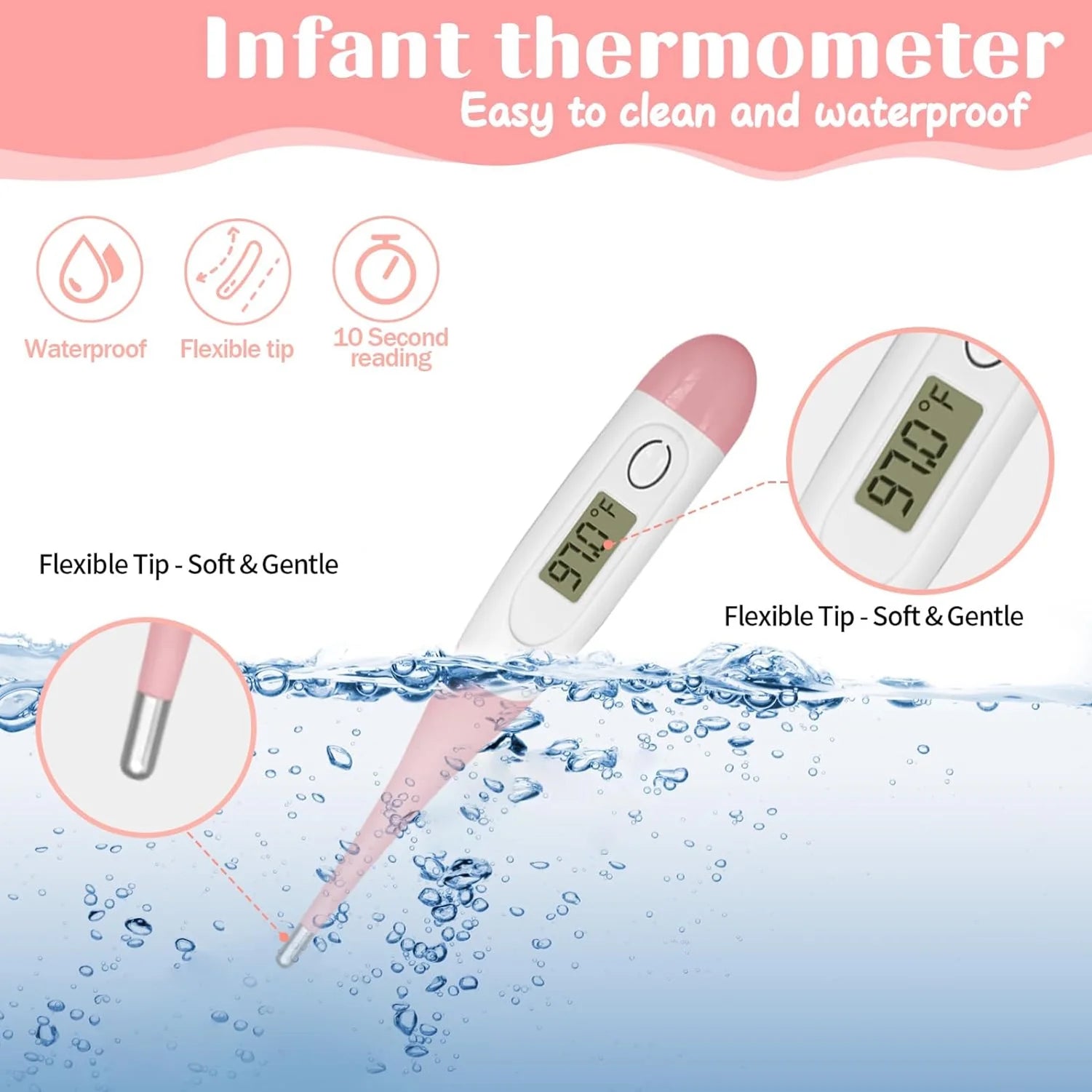 Baby Brush and Comb Grooming Kit, 21 in 1 Safety Newborn Nursery Care Set with Electric Nail Trimmer - Pink