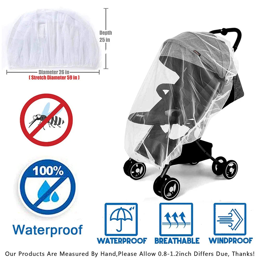 Baby Mosquito Net for Stroller Bug Protection Mesh Cover, White