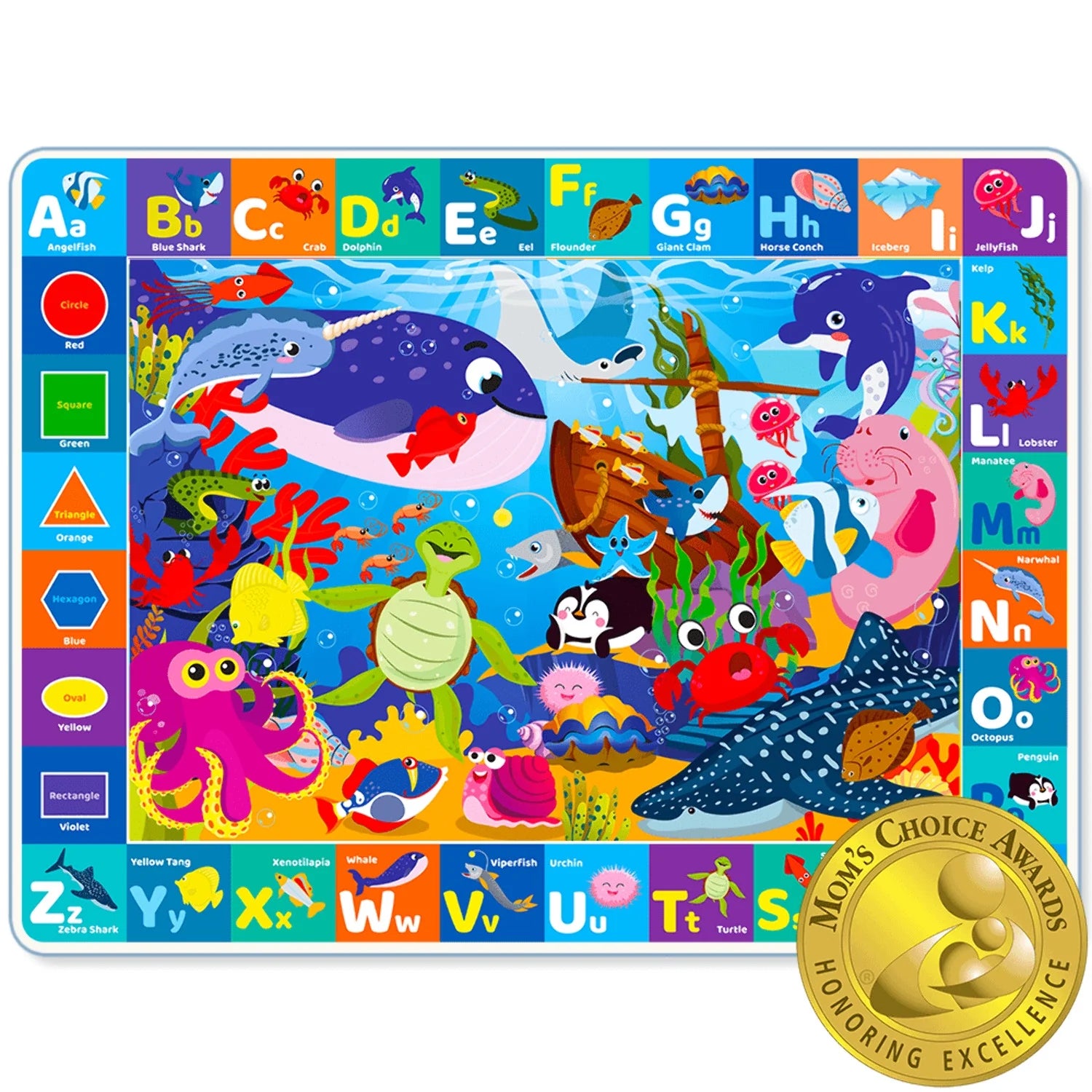 Large Baby Play Mat for Floor | Ocean ABC Rug for Kids