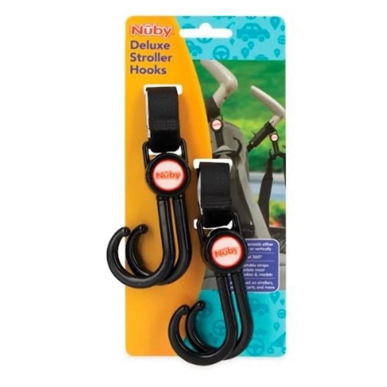 Nuby Double Stroller Hooks, Black - 2 per Pack - Pack of 48