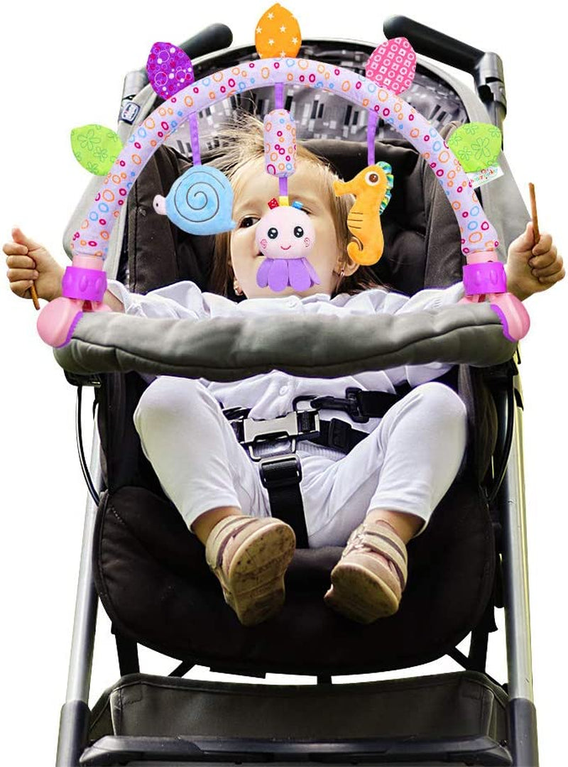 Travel Arch Bassinet Toys for Baby Hanging on Stroller, Crib & Pram. Activity Toy Bar for Baby Bouncer(Purle)