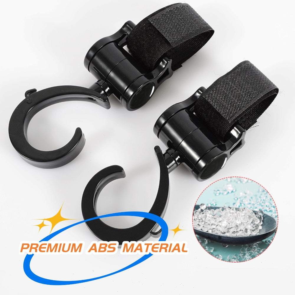 Baby Stroller Hooks Clips - Zinc Alloy Multifunctional Hooks 361-Degree Rotating Firm Non-Slip Stroller Hook for Buggy Baby Carrier Bike Bicycle Car Headrest