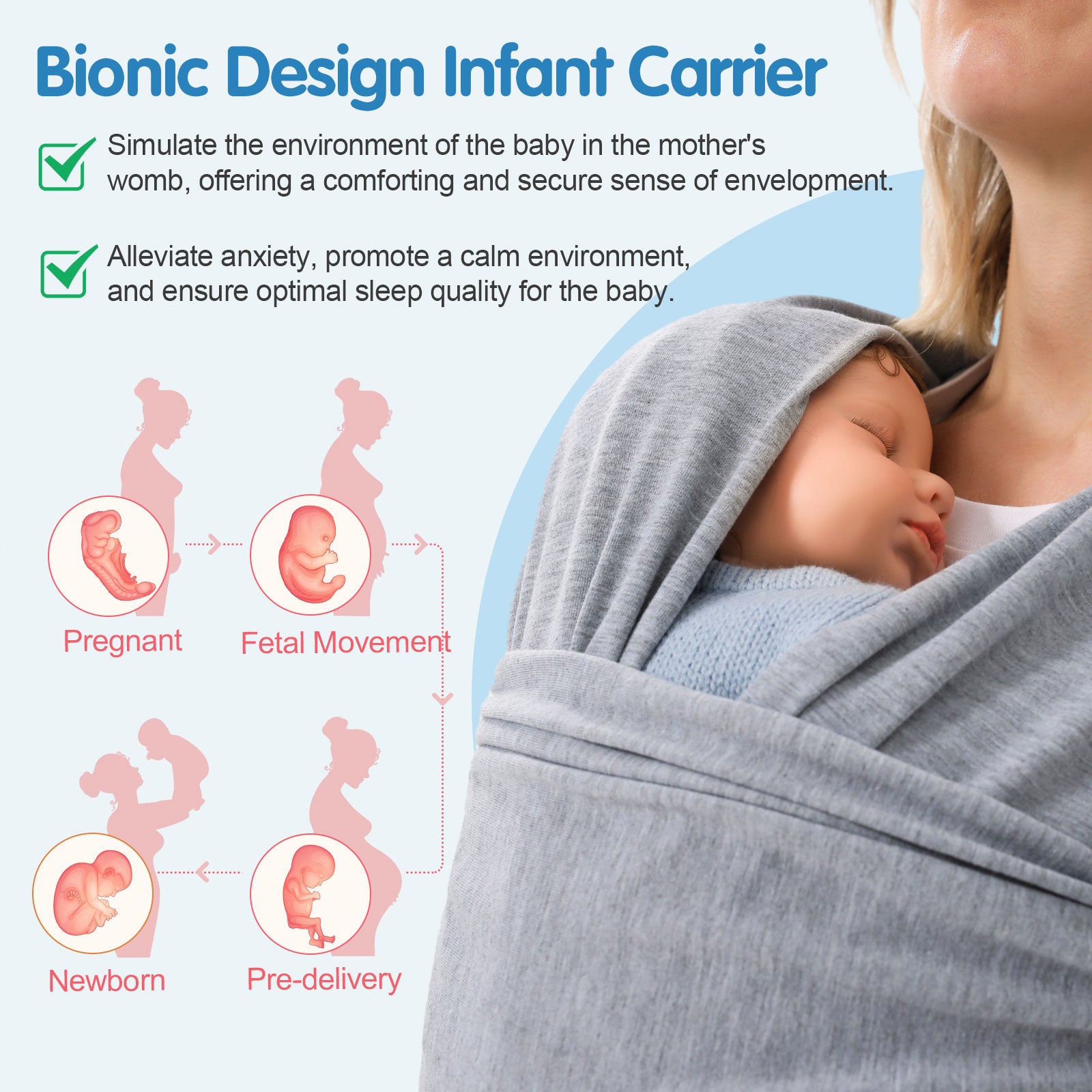 Baby Carrier Front Wrap Scarf Baby Carrier Bag Multi-Functional Baby Carrier Front and Back Dual