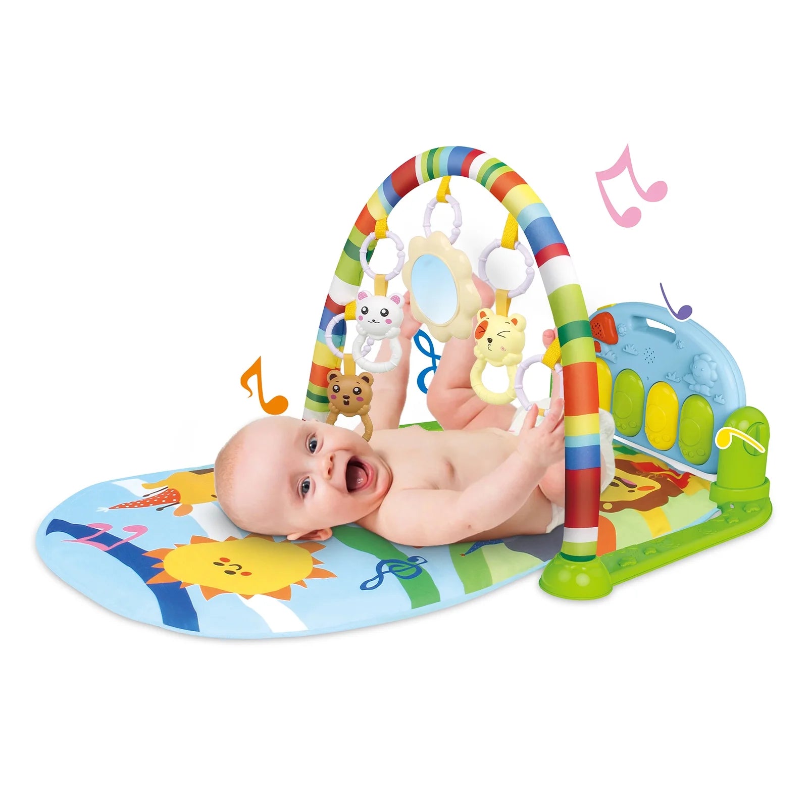 3-In-1 Baby Play Gym with Kick Piano, Tummy Time Mat & Musical Toys