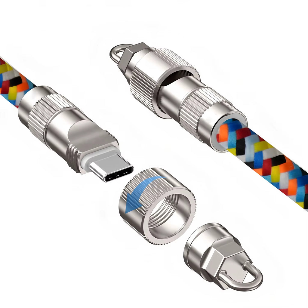 Fashionable Mobile Phone 2 in 1 Lanyard PD240W C to C Charging Cable Zinc Alloy Lock More Convenient and Safer for Mobile Phone