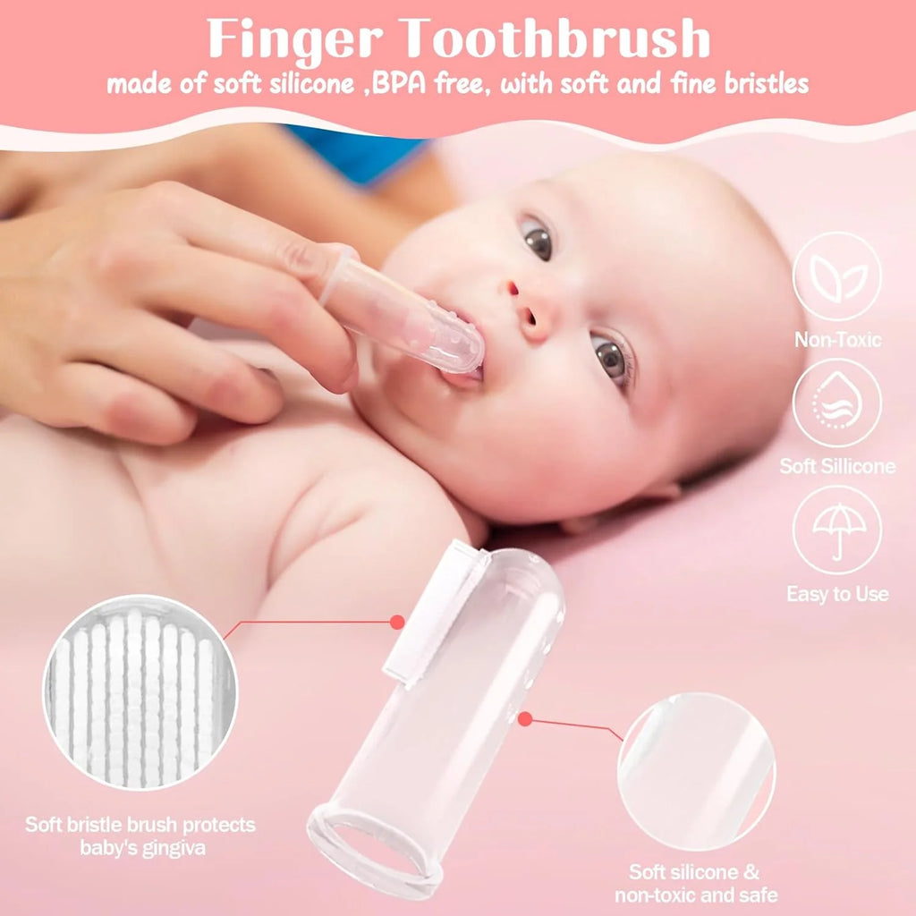 Baby Brush and Comb Grooming Kit, 21 in 1 Safety Newborn Nursery Care Set with Electric Nail Trimmer - Pink