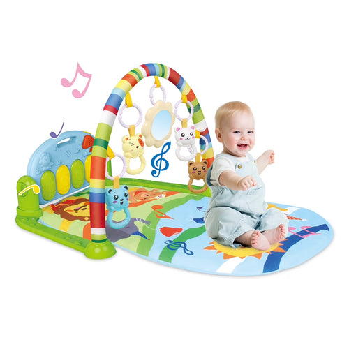 3-In-1 Baby Play Gym with Kick Piano, Tummy Time Mat & Musical Toys