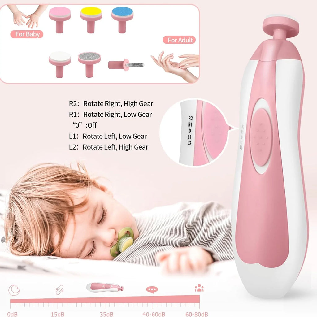 Baby Brush and Comb Grooming Kit, 21 in 1 Safety Newborn Nursery Care Set with Electric Nail Trimmer - Pink