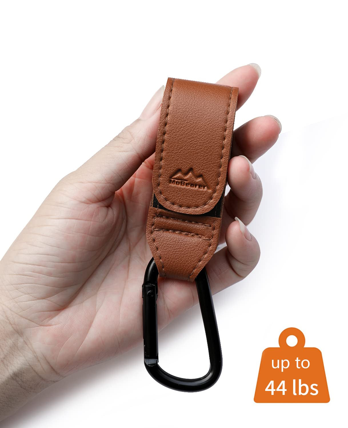 Stroller Hooks Bag Hooks for Hanging Diaper Bags Multipurpose Hooks for Grocery Shopping ​Bags Premium Vegan Leather Pram Straps Baby Stroller Hooks 2Pcs (Brown)