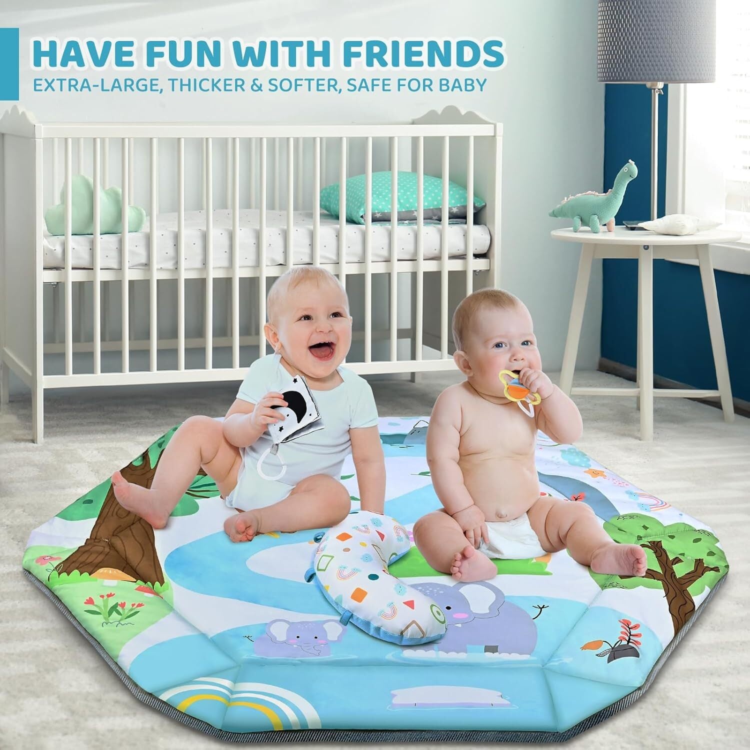 Baby Gym Play Mat, 8-In-1 Tummy Time Mat & Ball Pit with 6 Toys, Washable Baby