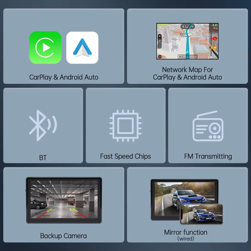 Universal 7-Inch Car Radio Video Player Wireless for Apple Carplay Android Car Touch Screen Suitable for BMW Volkswagen KIA